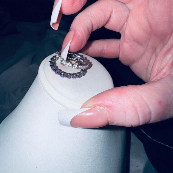 Multi Color 3 Band Set Of Eternity Rings Stackable Wedding Bands Size  7 - Picture 5 of 16